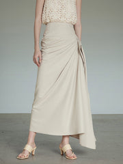 draped maxi skirt with side gather - Whan