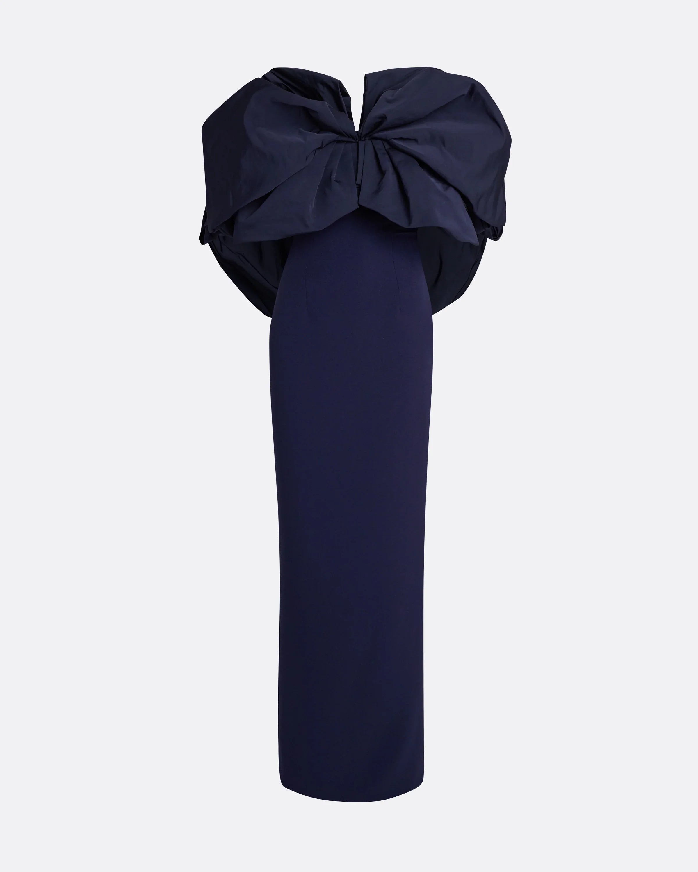 Off-shoulder column dress with statement ruffle - AZURITE