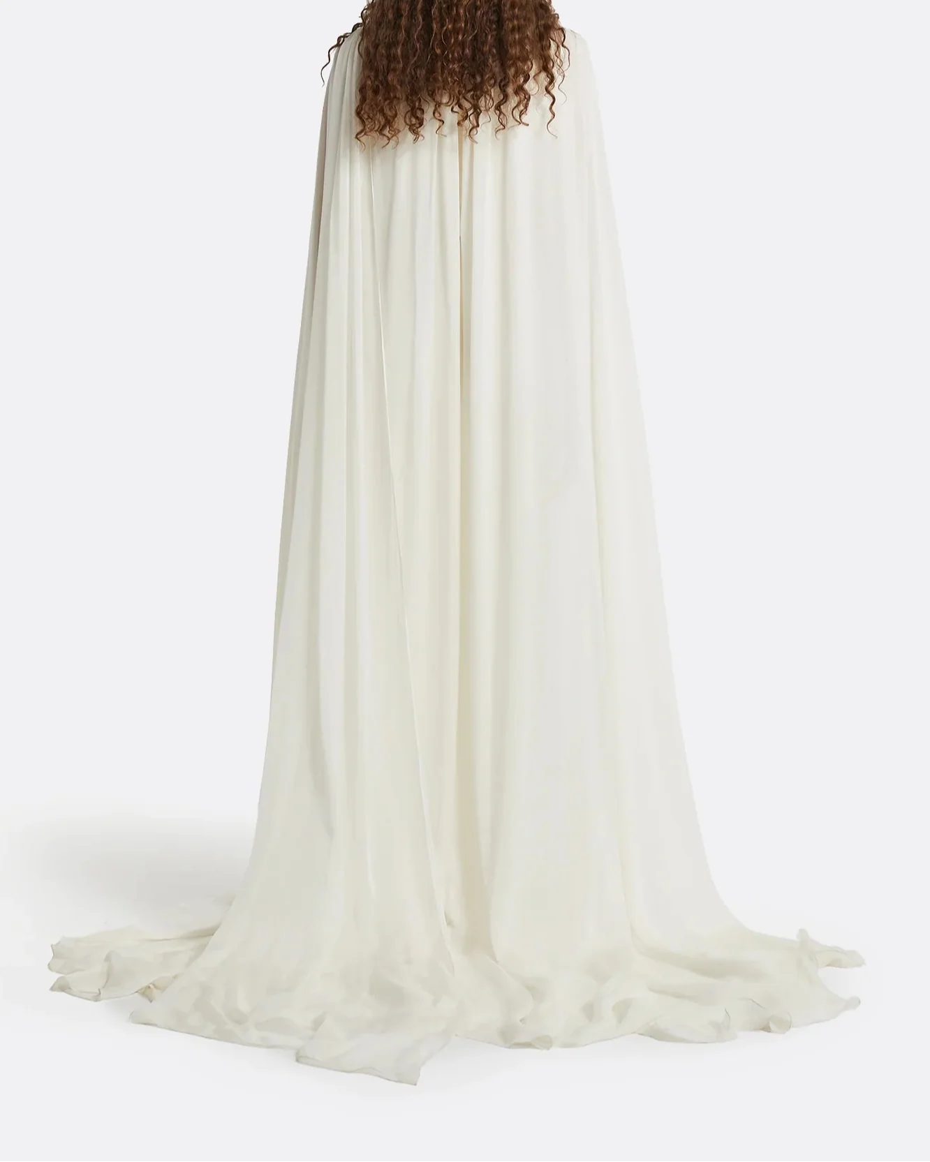 High-neck embellished column dress with layered cape - Mia