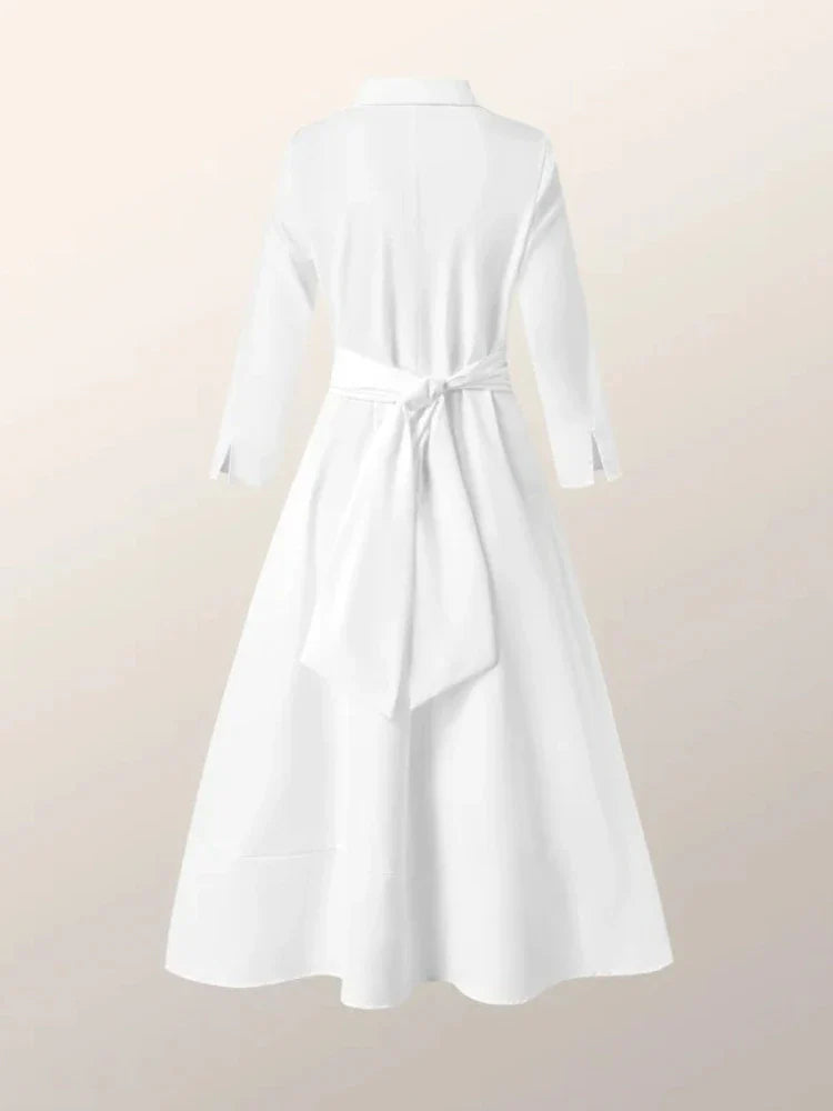 wrap-front shirt dress in white – Teigra
