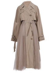 belted trench coat with tulle maxi skirt - Afshgt