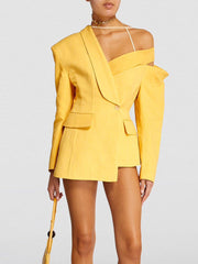asymmetrical off-shoulder tailored blazer - Tenille
