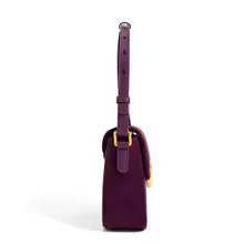suede flap shoulder bag with gold sculpted lock - IRIXIS