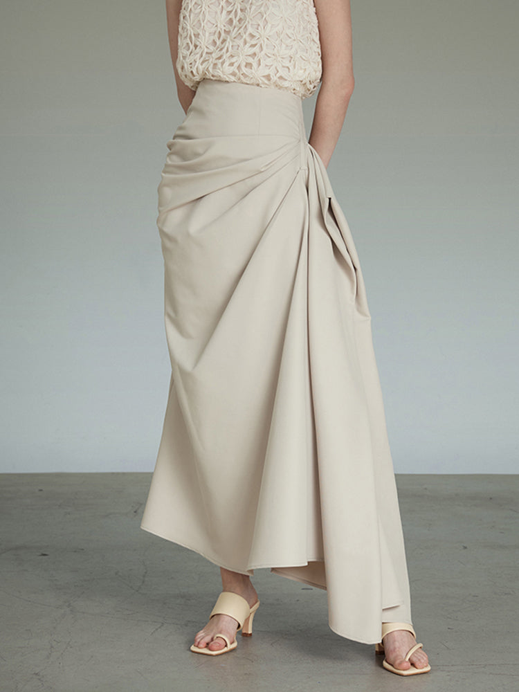 draped maxi skirt with side gather - Whan
