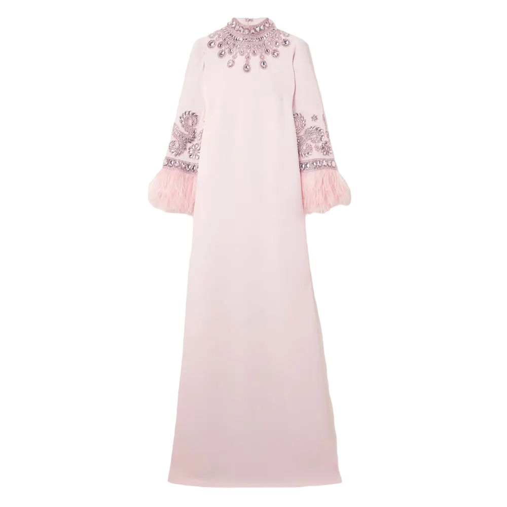 embellished-feather cuff kaftan – Zykeria