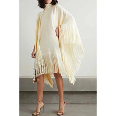 fringed hem mini cape dress – Susil