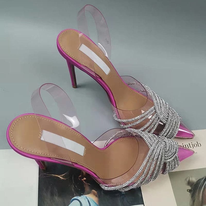 slingback stiletto heels with rhinestone straps – Celia