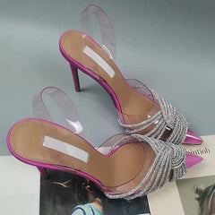 slingback stiletto heels with rhinestone straps – Celia