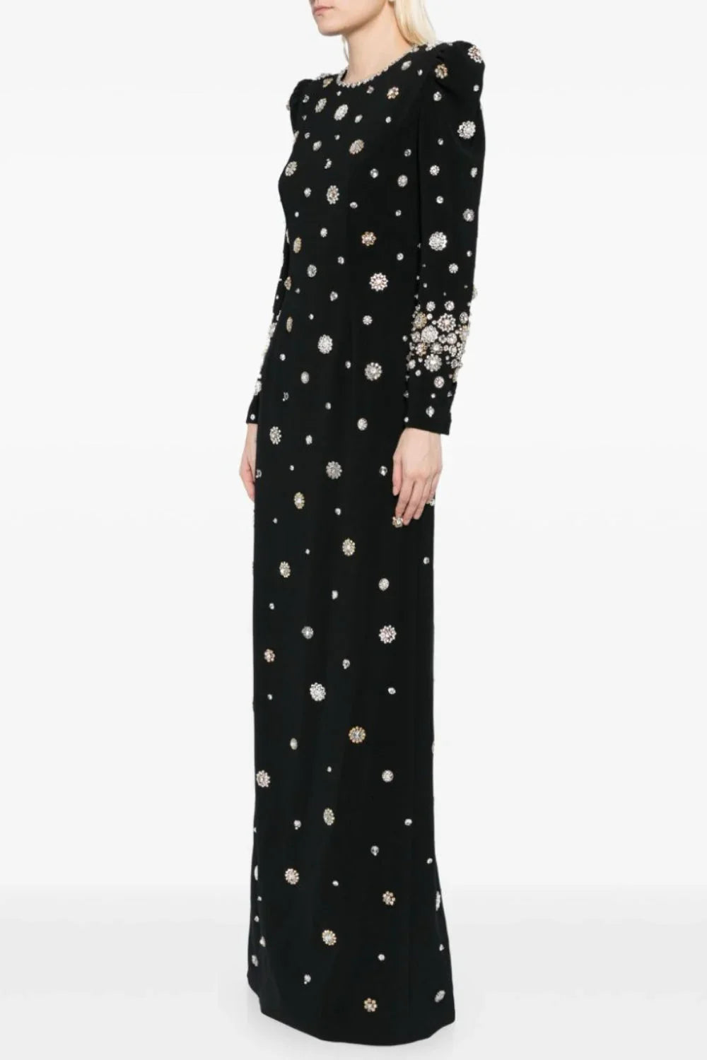 embellished long-sleeve gown with crystal accents – Joreen