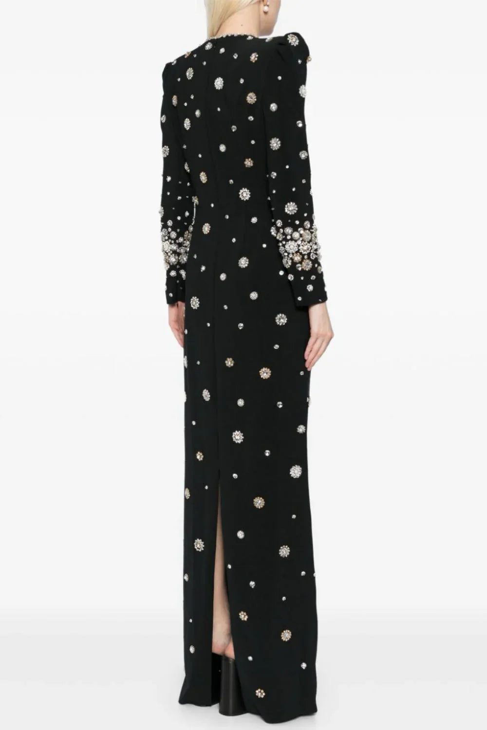 embellished long-sleeve gown with crystal accents – Joreen