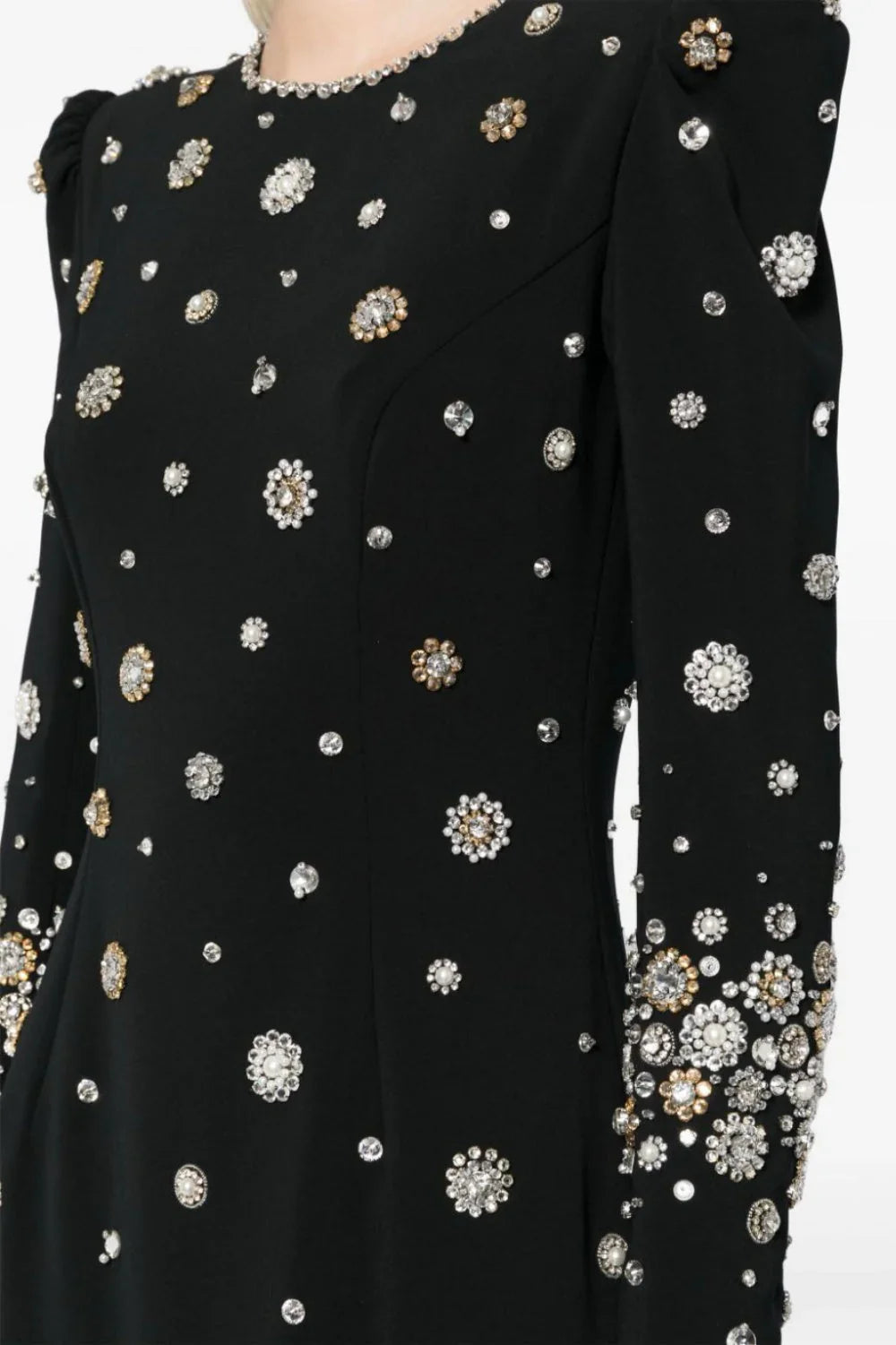 embellished long-sleeve gown with crystal accents – Joreen
