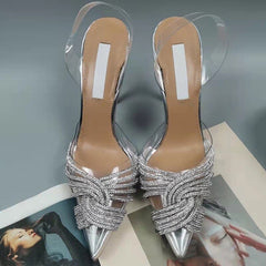 slingback stiletto heels with rhinestone straps – Celia