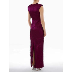 deep V-neck column gown with polka-dot appliqué – Sukhleen