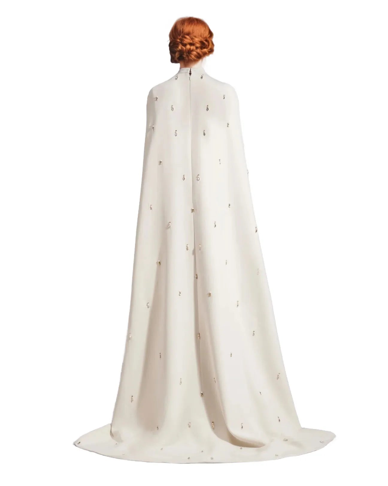 High-neck column gown with embellished cape – Zonia