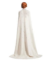 High-neck column gown with embellished cape – Zonia