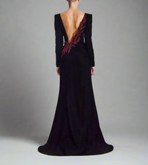 embellished slit velvet gown – Nolah