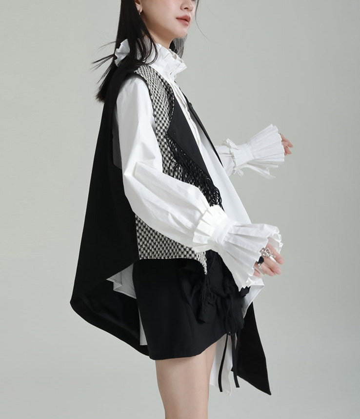 sleeveless asymmetric vest with contrast panel - Tanaquil