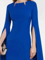 cape-sleeve column gown with cutout neckline – Longier