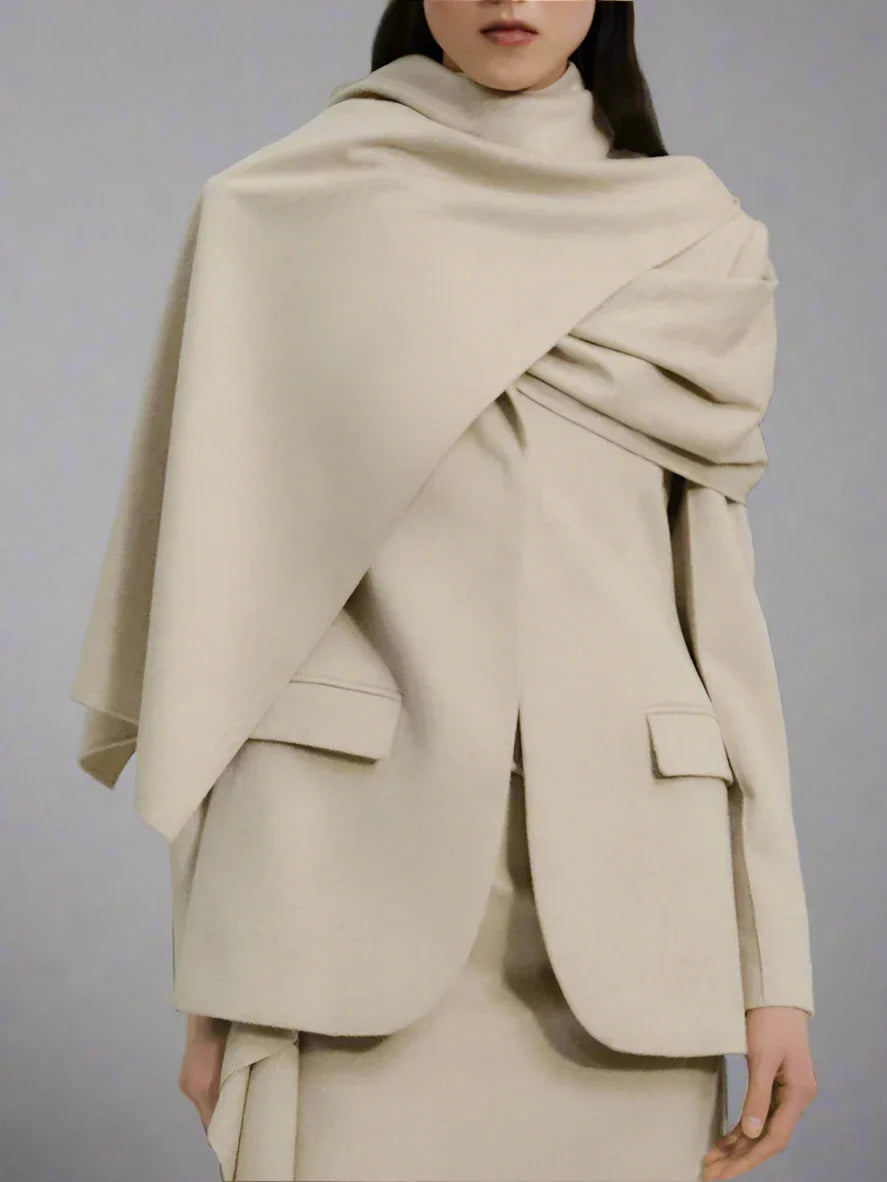 tailored blazer with draped maxi cape - Shevte