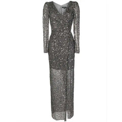 sequin wrap gown with thigh-high slit – Sumona