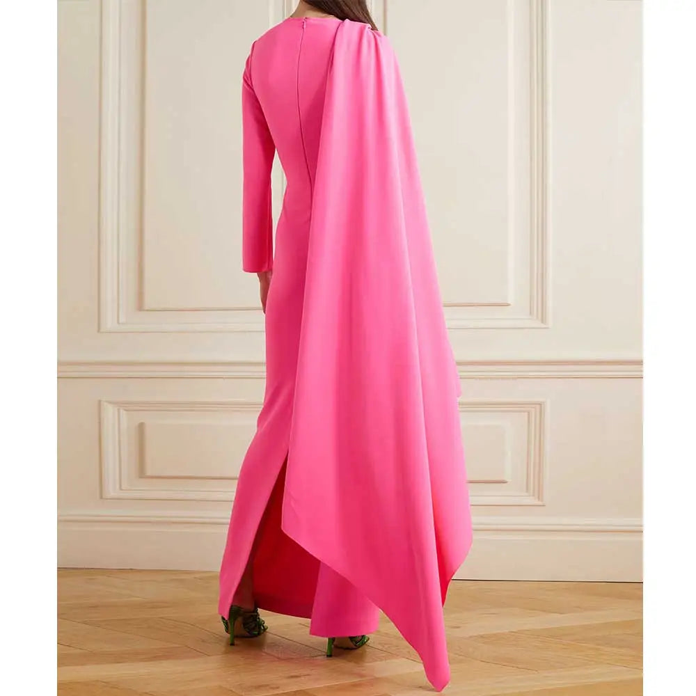 cape-back column gown in hot pink – Sureshi