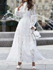 button-down lace maxi dress with belt – Aellfleda