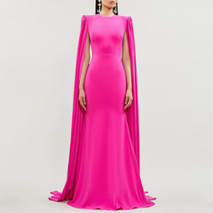 sleeveless column gown with floor-length cape – Tianna