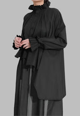 ruffled high-neck blouse with asymmetrical hem - Tujska