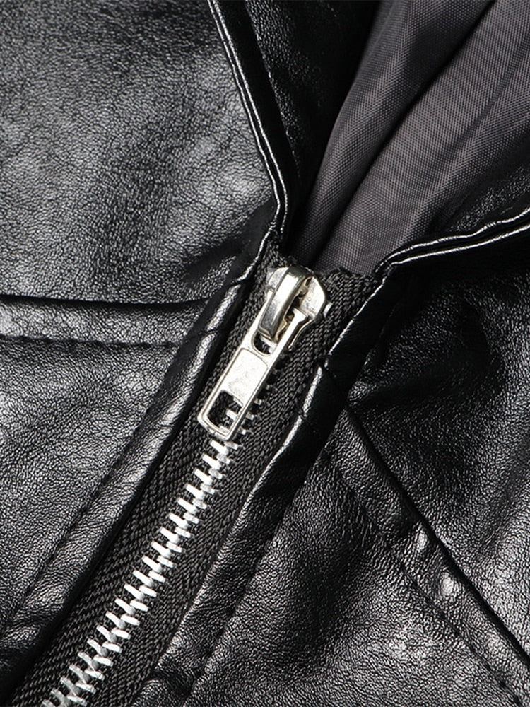 fitted peplum leather jacket with front zip - Chaney