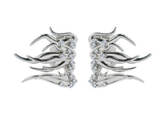 flame-shaped silver earrings with crystal accents –Eimvcan