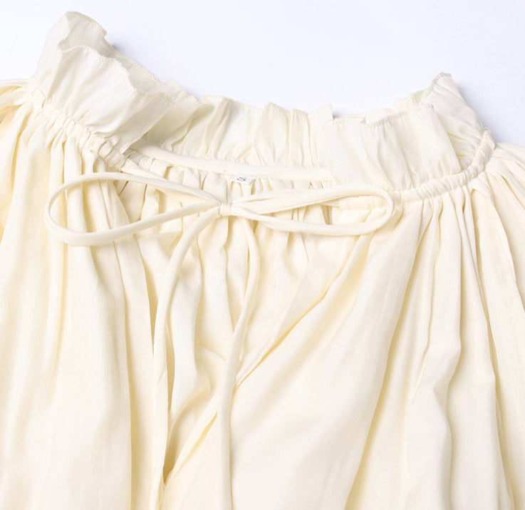 pleated cape-sleeve midi dress with ruffle hem – Aanjkvc
