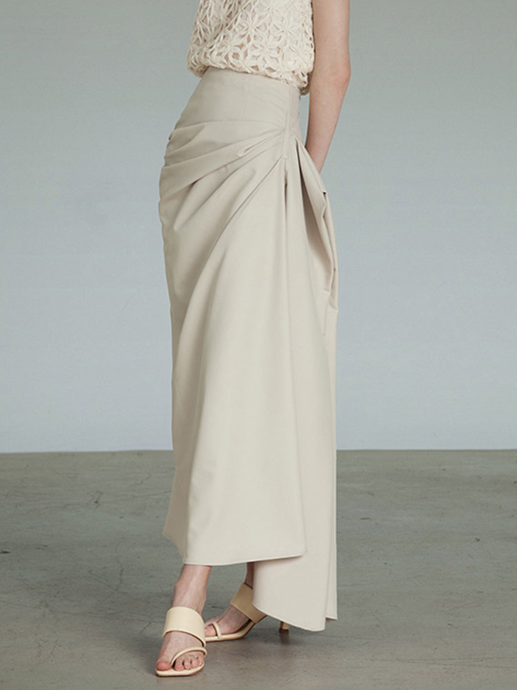 draped maxi skirt with side gather - Whan