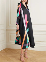 geometric-print A-line midi dress – Teressa