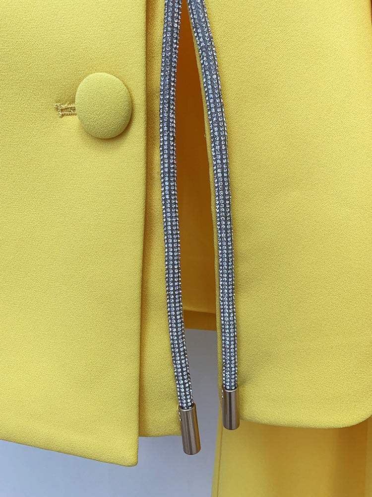 double-breasted tailored pantsuit with crystal trim - Cathy