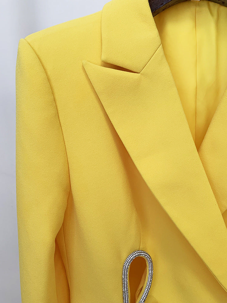 double-breasted tailored pantsuit with crystal trim - Cathy