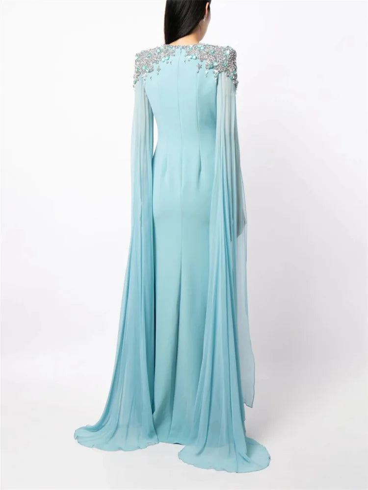 Beaded shoulders black dress with cape sleeves - Zoella