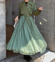 belted trench coat with tulle maxi skirt - Afshgt