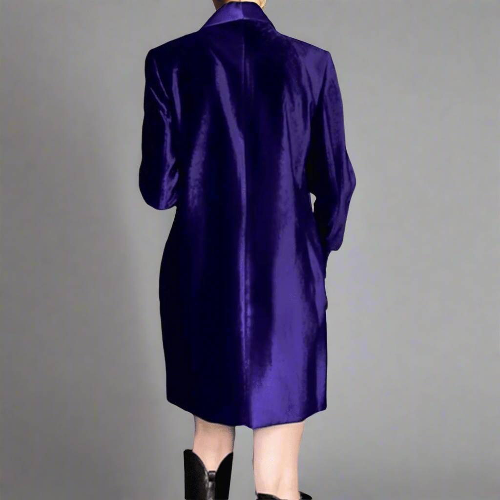velvet double-breasted blazer dress with satin shawl lapel - Epa