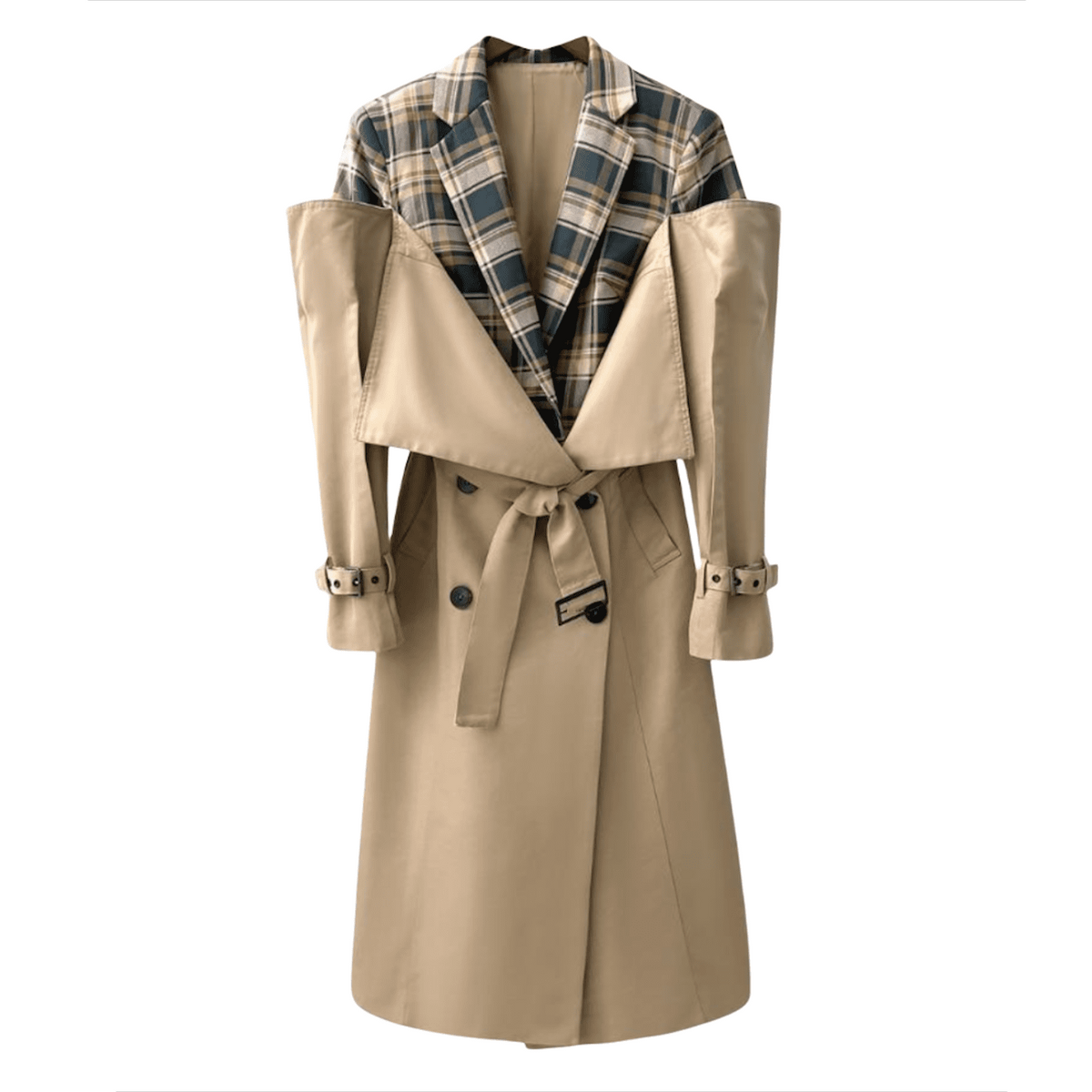 off-shoulder trench coat with contrast lapel - Alice
