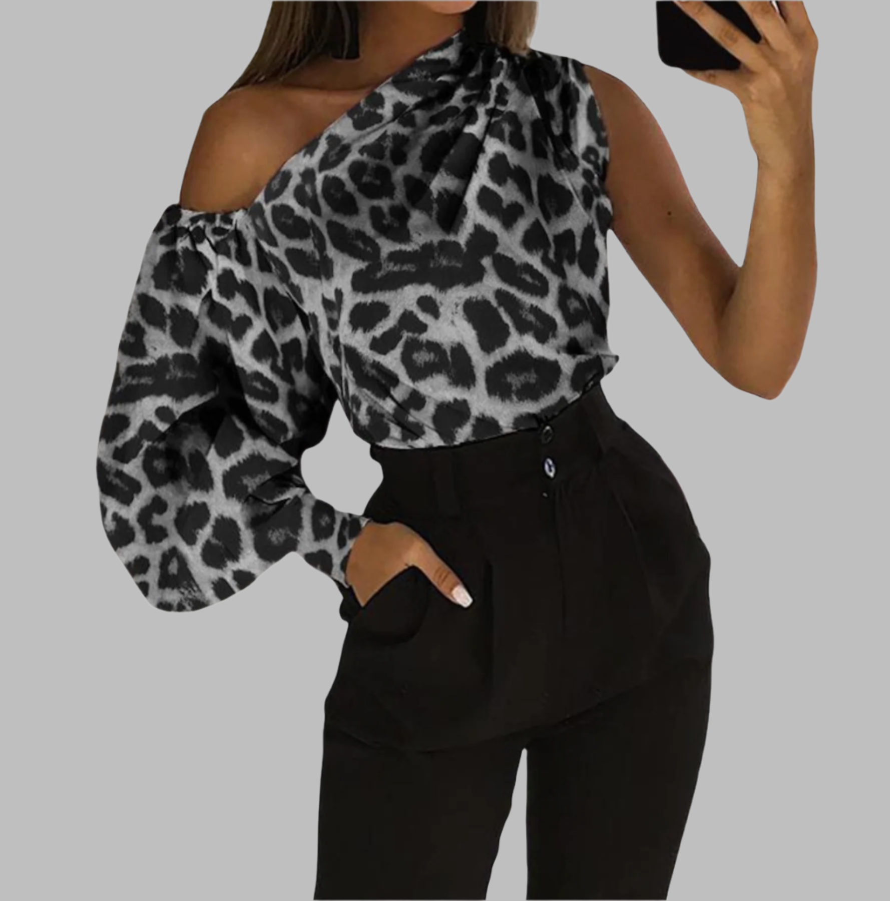 one-shoulder blouse with voluminous sleeve - Emira
