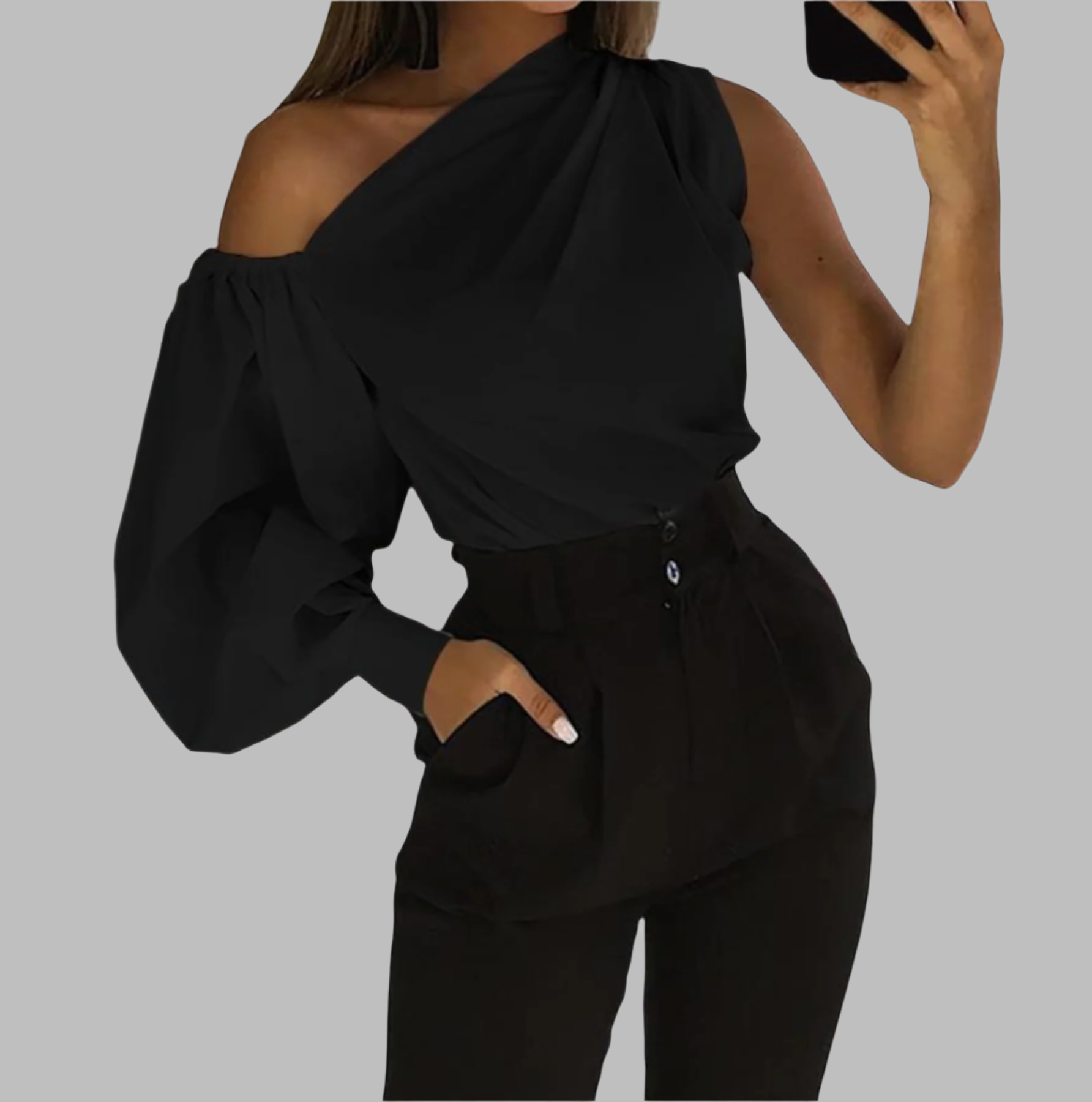 one-shoulder blouse with voluminous sleeve - Emira