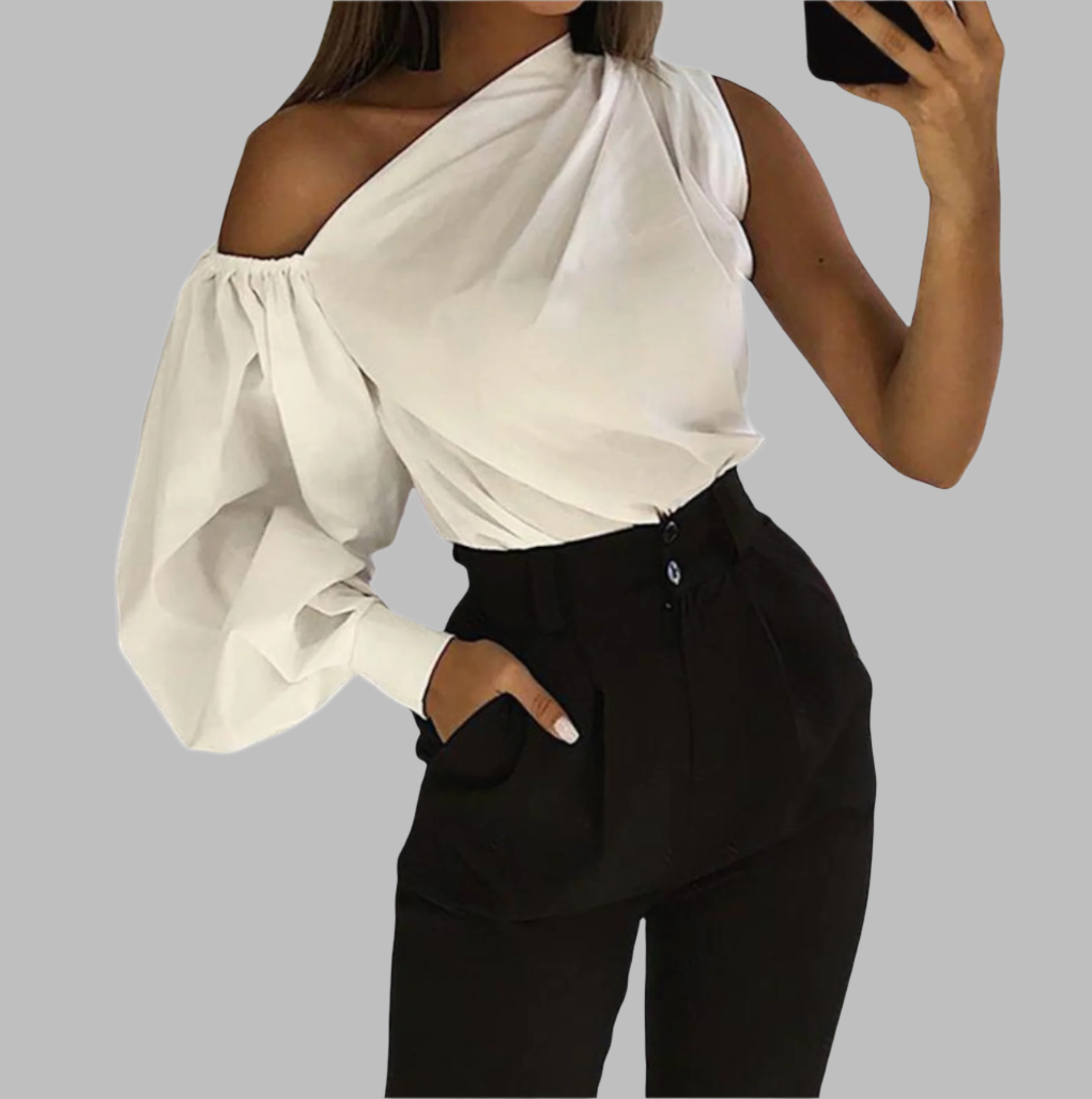 one-shoulder blouse with voluminous sleeve - Emira