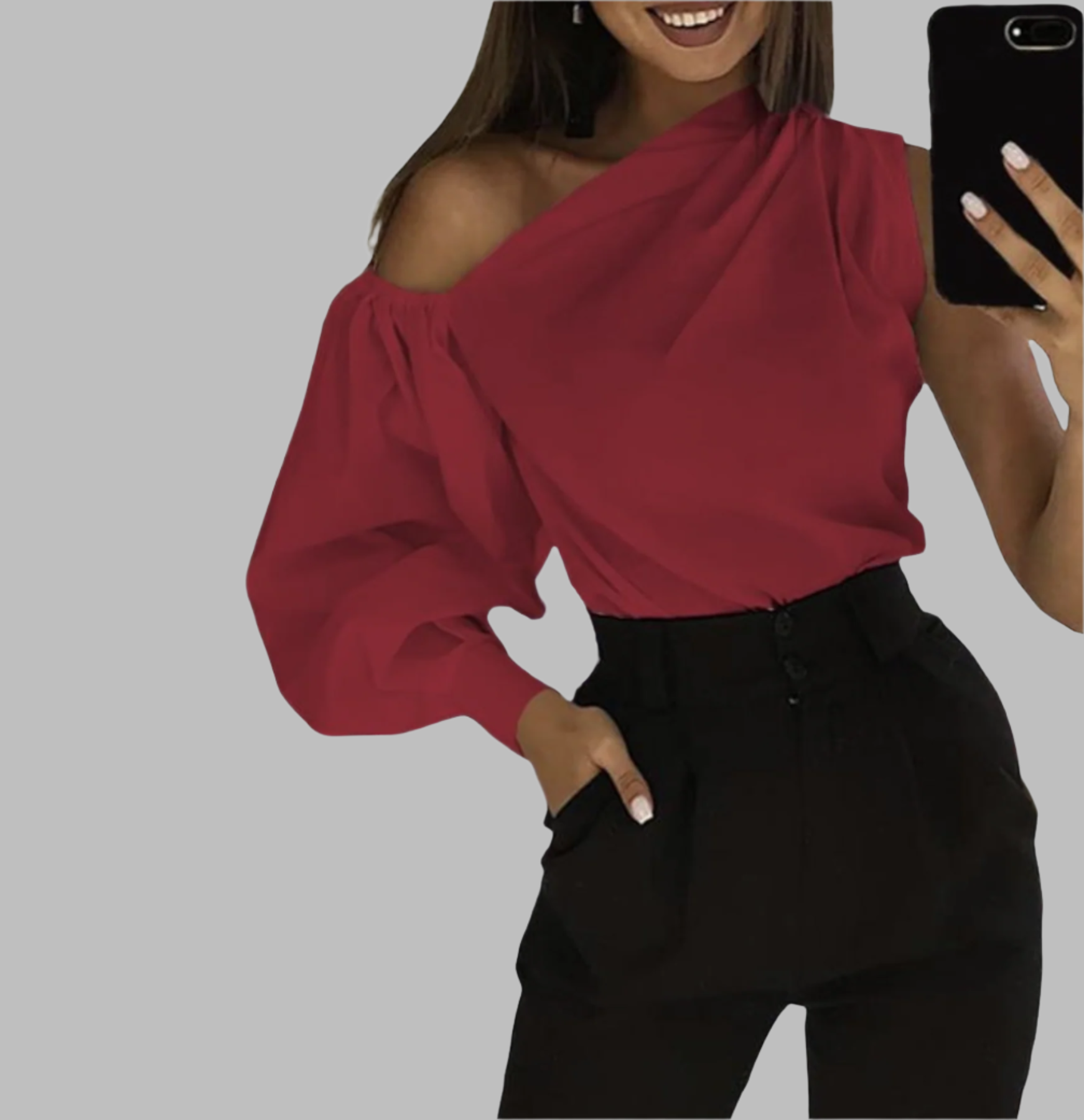 one-shoulder blouse with voluminous sleeve - Emira