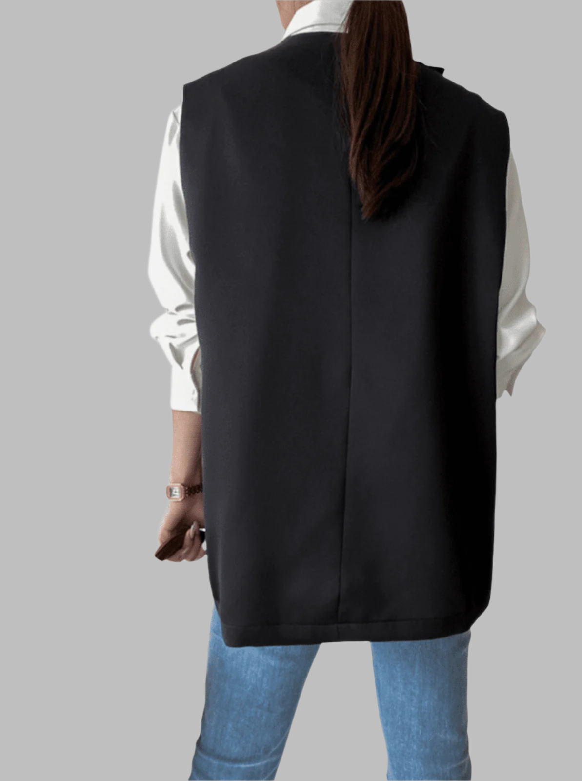 layered contrast-panel blouse with asymmetric overlay - Michigan