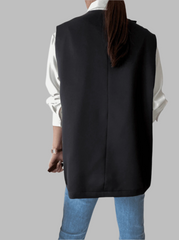 layered contrast-panel blouse with asymmetric overlay - Michigan
