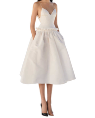 spaghetti strap midi dress with ruffled waist – Farayioluwa