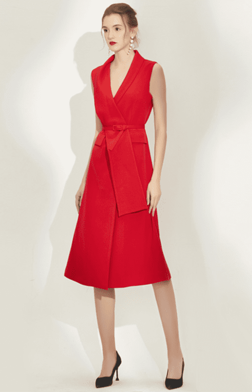 sleeveless wrap midi dress with waist tie – Ifedayo