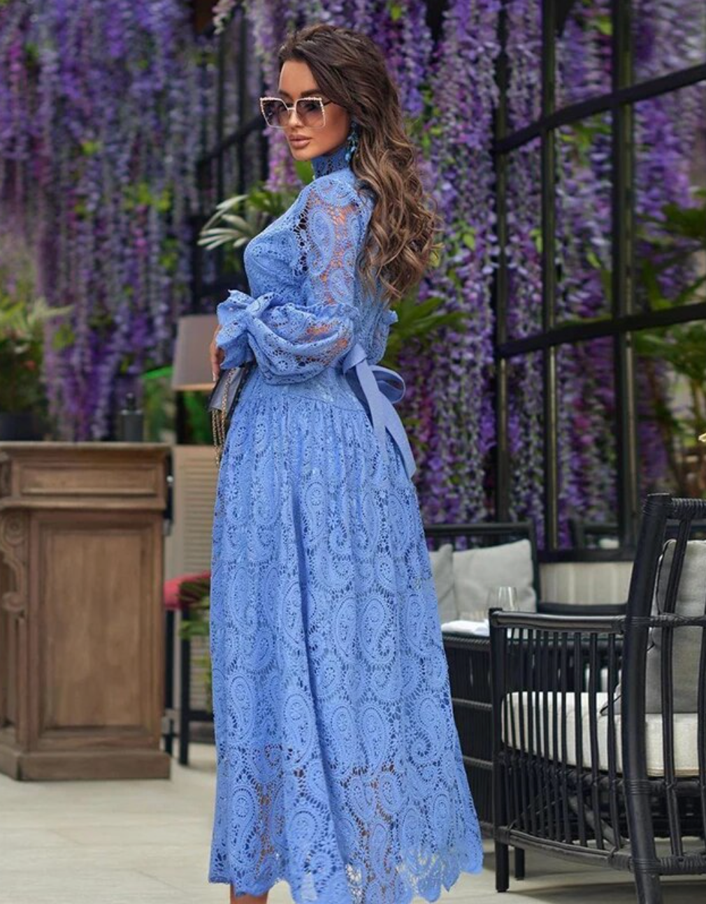 button-down lace maxi dress with belt – Aellfleda