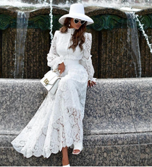 button-down lace maxi dress with belt – Aellfleda