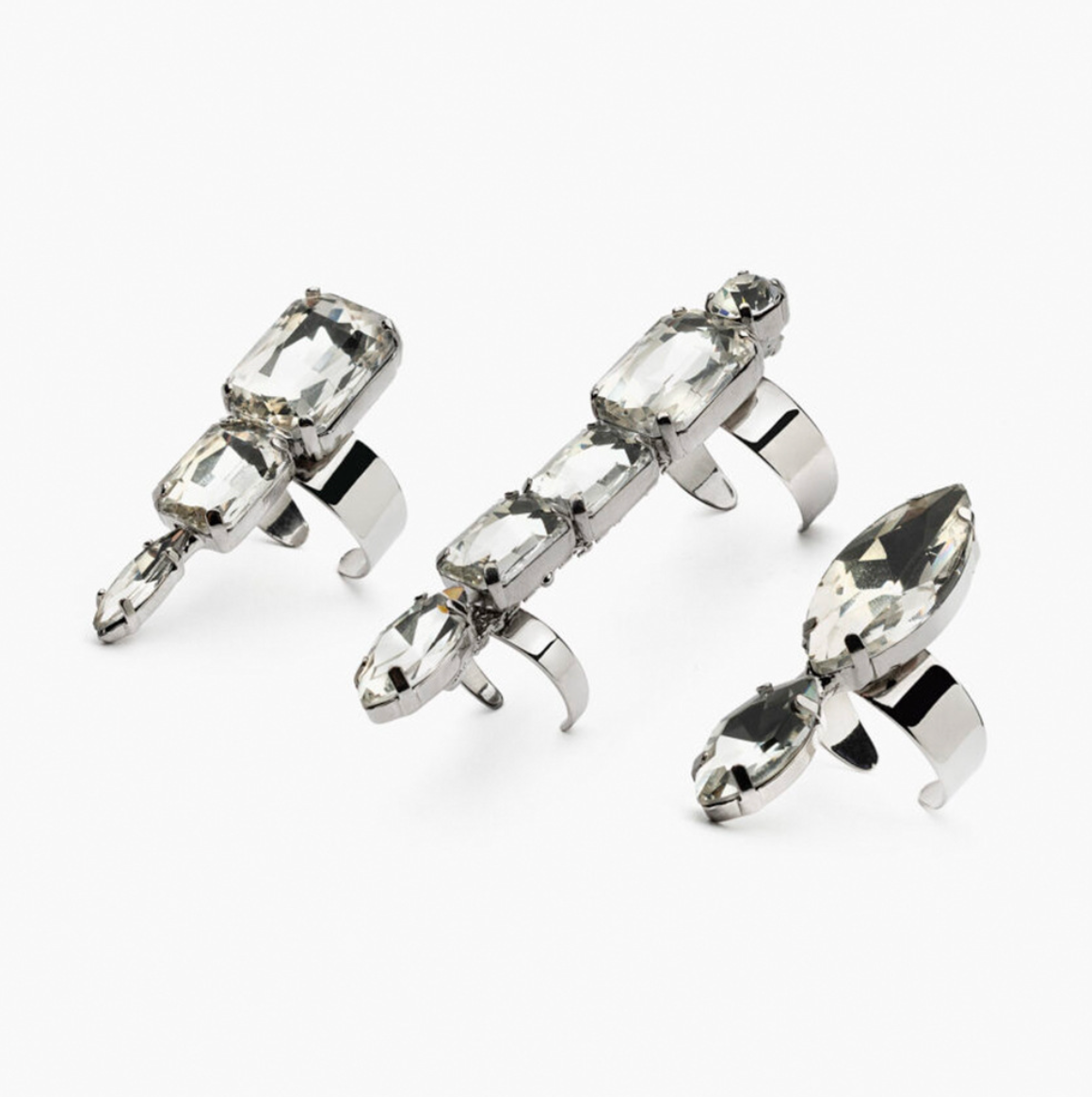 multi-stone statement rings set with geometric crystal design - TOROLEO